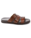 Bruno Magli Men's Empoli Three-strap Leather Slide Sandals In Dark Brown Leather