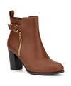 New York And Company Angie Womens Zipper Faux Leather Booties In Cognac