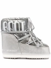 Moon Boot Icon Pillow Silver Padded Nylon Snow Boots In Silver