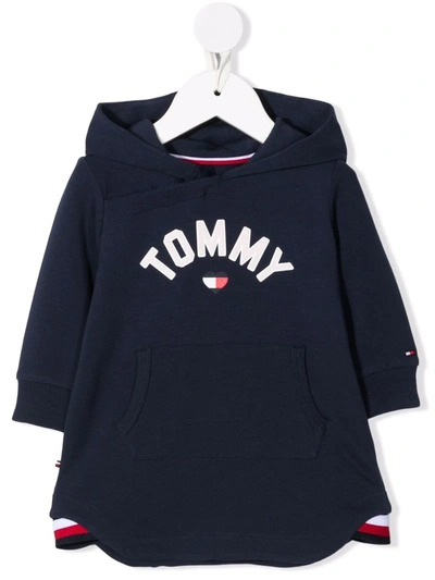 Tommy Hilfiger Junior Babies' Logo-print Pullover Hoodie In 蓝色