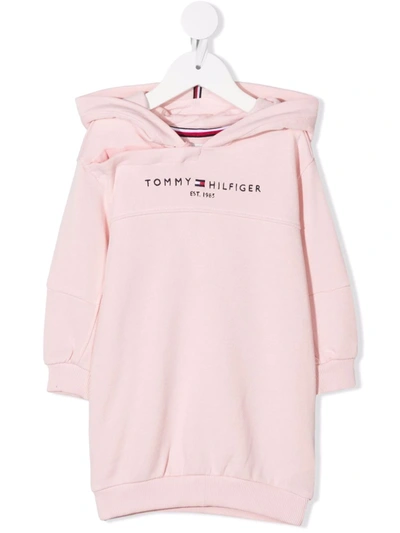 Tommy Hilfiger Junior Babies' Logo-print Pullover Hoodie In 粉色
