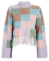 ALEMAIS FRINGED WOOL-BLEND PATCHWORK SWEATER,060122706327