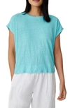 Eileen Fisher Boxy Crewneck Top In Aqua