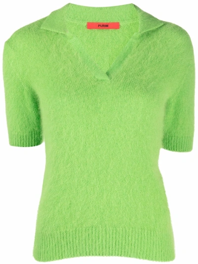 Roberto Collina Green Short Sleeve Polo T-shirt In Mela
