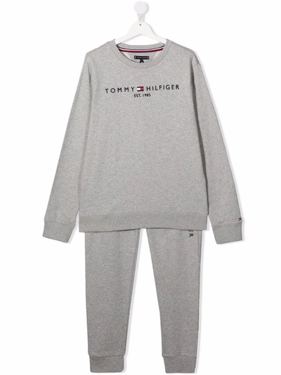 Tommy Hilfiger Junior Teen Logo-print Tracksuit Set In Grey