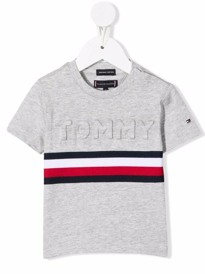 Tommy Hilfiger Junior Babies' Logo-print Short-sleeved T-shirt In Grey