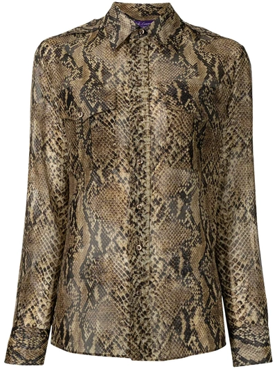 Ralph Lauren Snakeskin Print Shirt In Brown