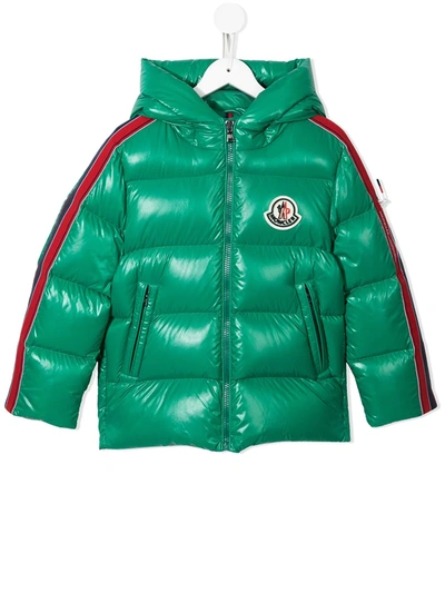 Moncler Kids' Logo Patch Puffer Jacket In Green