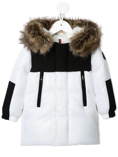Moncler Babies' Colour-block Padded Coat In White