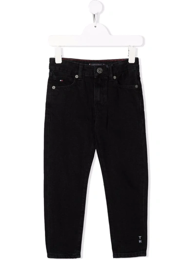 Tommy Hilfiger Junior Kids' Slim-cut Denim Jeans In Black