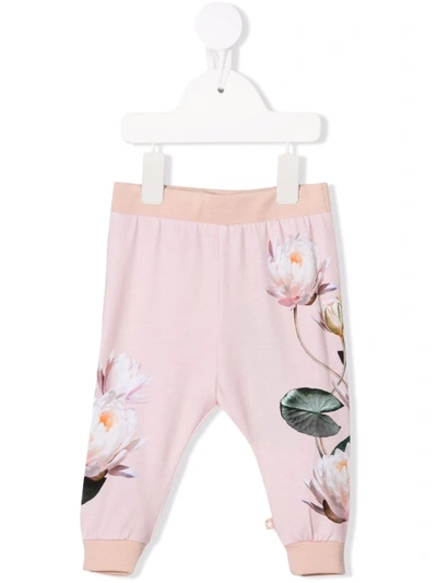 Molo Babies' Floral-print Track Trousers In Pink