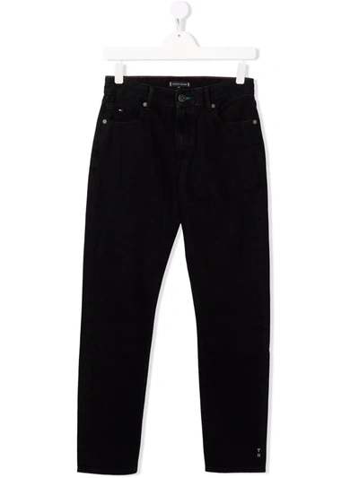Tommy Hilfiger Junior Teen Slim-cut Denim Jeans In Black