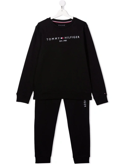 Tommy Hilfiger Junior Teen Logo-print Tracksuit Set In Black