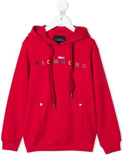 John Richmond Junior Kids' Logo-print Pullover Hoodie In Red
