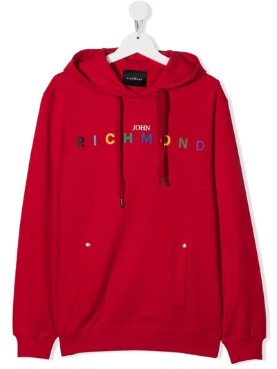 John Richmond Junior Teen Logo-print Pullover Hoodie In Red