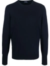 Drumohr Black Wool Crew Neck Sweater In Blue