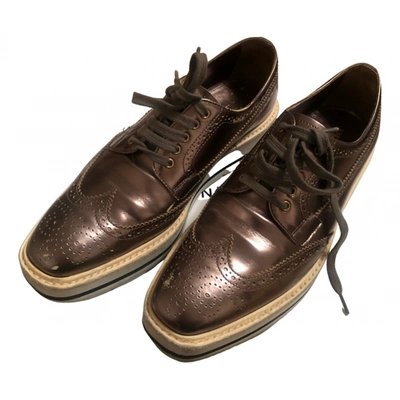 Pre-owned Prada Leather Lace Ups In Metallic