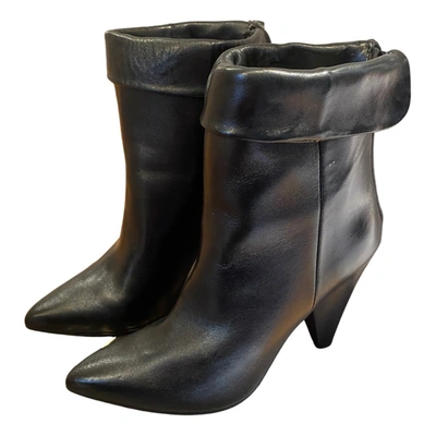 Pre-owned Manila Grace Leather Ankle Boots In Black