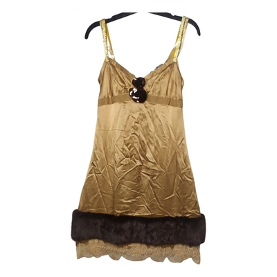 Pre-owned Dolce & Gabbana Silk Mini Dress In Gold