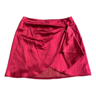 Pre-owned Caroline Constas Silk Mini Skirt In Burgundy
