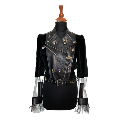 Pre-owned Alexander Mcqueen Leather Jacket In Black