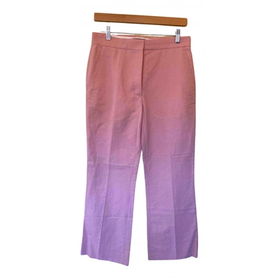 Pre-owned Rochas Linen Straight Pants In Pink