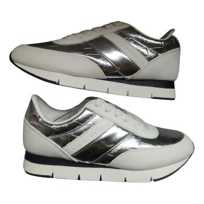 Pre-owned Calvin Klein Vegan Leather Trainers In Metallic