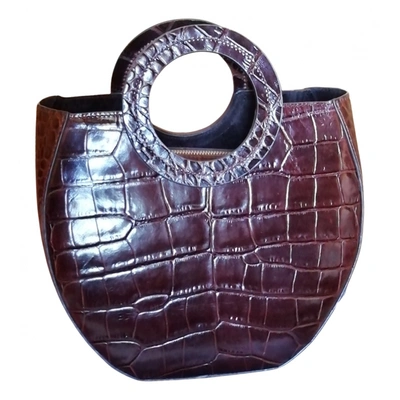 Pre-owned Staud Frida Leather Handbag In Brown