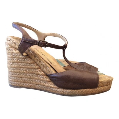 Pre-owned L'autre Chose Leather Espadrilles In Brown