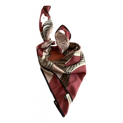 Pre-owned Lancel Silk Handkerchief In Burgundy