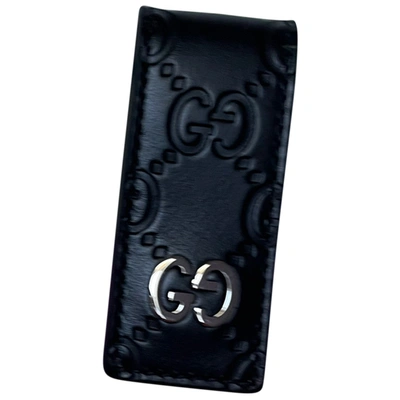 Pre-owned Gucci Leather Bag Charm In Black