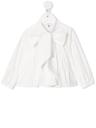 Piccola Ludo Babies' Bow Tie Blouse In White