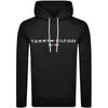 Tommy Hilfiger Logo Pullover Hoodie Black In Black