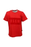 MSGM SHORT-SLEEVED CREW NECK T-SHIRT IN COTTON WITH RAISED LETTERING WITH FLOCKING,MS028711 .040