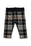 BURBERRY CHECK LEGGINGS IN COTTON WITH ELASTIC WAISTBAND WITH THOMAS BEAR PRINT,8041293 1004A8541