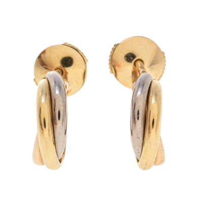 Pre-owned Cartier 18k Three Tone Gold Stud Earrings