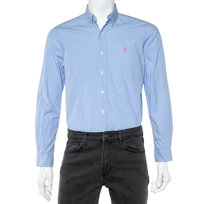 Pre-owned Polo Ralph Lauren Light Blue Check Cotton Button Down Shirt S