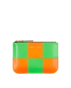 Comme Des Garçons Fluo Square Zip Pouch In Light Orange/ Green