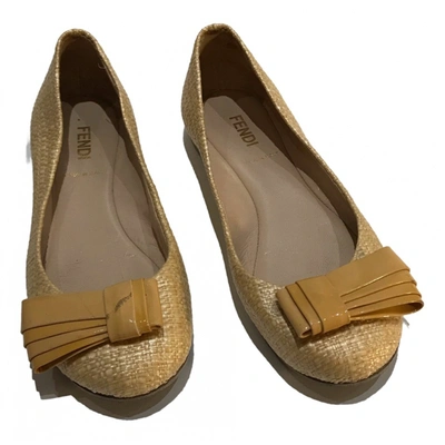 Pre-owned Fendi Cloth Ballet Flats In Yellow