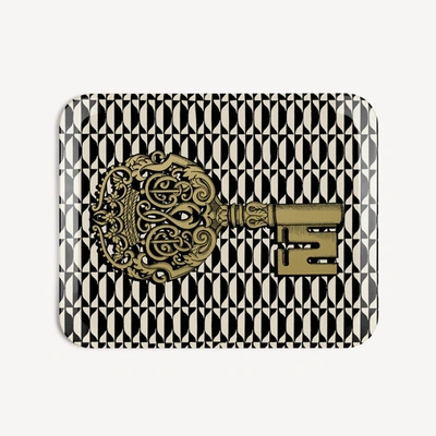 Fornasetti Tray Chiavi And Losanghe In White/black/gold