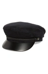 Brixton Fiddler Cap In Black/ Black Leather