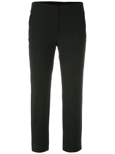 Emporio Armani Satin-waist Straight-leg Trousers In Black