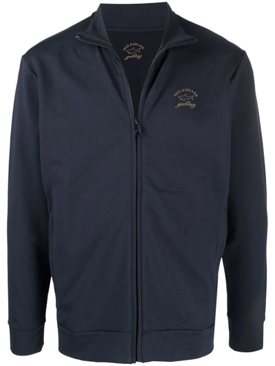 Paul & Shark Logo-print Zip-up Sweatshirt In Blau