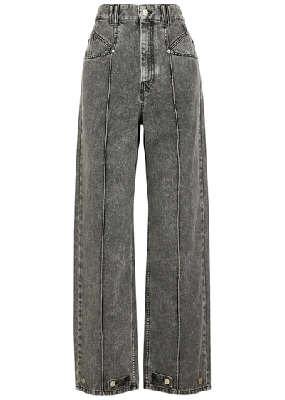 Isabel Marant Darlezi Grey Bleached Wide-leg Jeans In Dark Grey