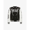 HACULLA MENS BLACK OFF WHITE SOULS GRAPHIC-PRINT WOOL-BLEND VARSITY JACKET M