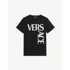 VERSACE GIRLS BALCK/WHITE KIDS LOGO-PRINT COTTON T-SHIRT 4-14 YEARS 8 YEARS