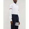 Thom Browne Mens White Striped-sleeve Regular-fit Cotton Shirt 1