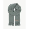 Acne Studios Canada New Logo-embroidered Wool Scarf In Dusty Green Melange