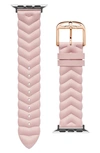 TED BAKER CHEVRON LEATHER 20MM APPLE WATCH® WATCHBAND,BKS38F111B0