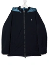 Herno Teen Zip-up Hooded Down Coat In Blue